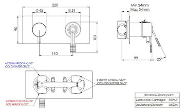 ATELIER - Recessed single handle bathtub mixer with diverter by Remer Rubinetterie - view 3
